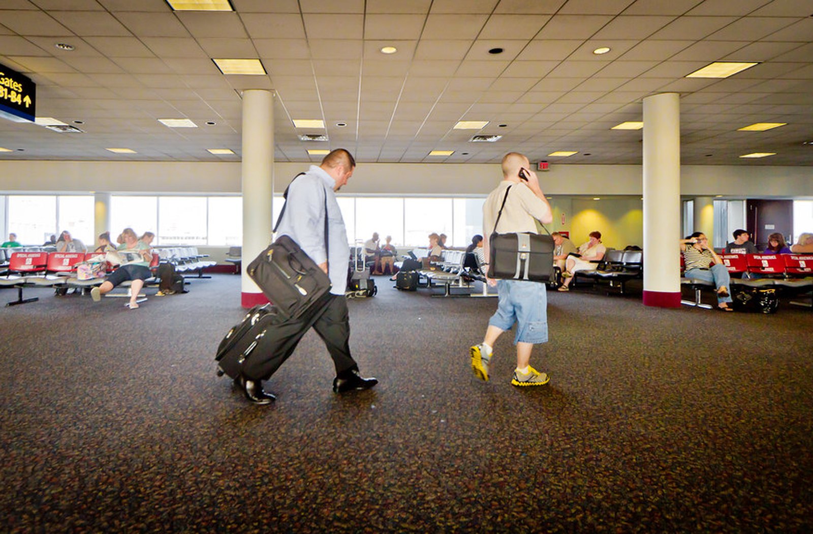 Real airport terminal travel scene for private phone app use