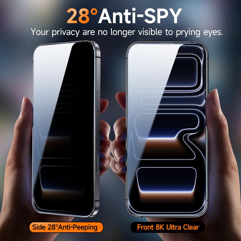 Privora HD Clear Privacy Screen Protector – Anti-Fingerprint Dust-Free Bubble-Free Glass, 2 Pack