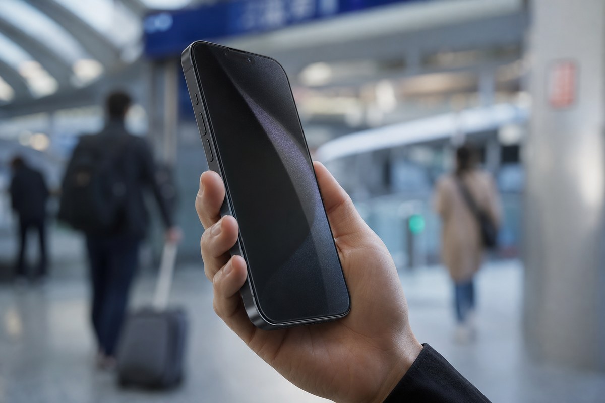Using phone privacy screen protector in a public space